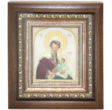 Иконы Млекопитательница икона Божией Матери в киоте (17 х 19,5 см)