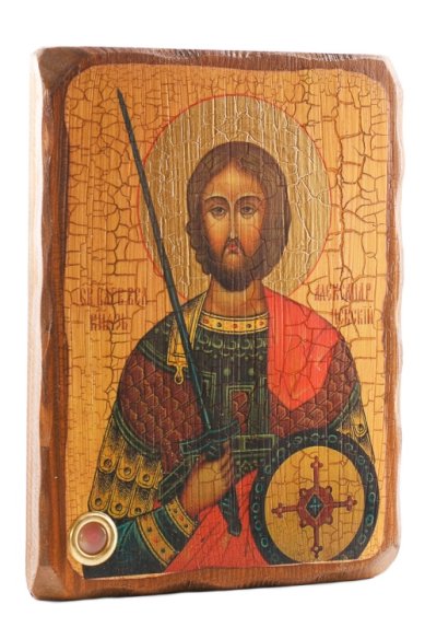 Иконы Александр Невский икона на доске под старину с мощевиком (18х24 см)