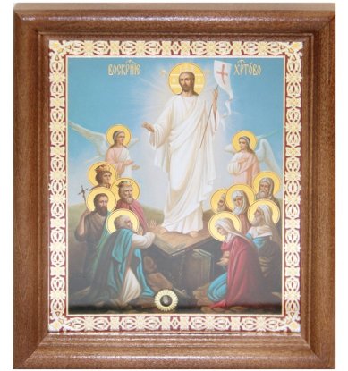 Иконы Воскресение Христово икона под стеклом с мощевиком (13 х 16 см, Софрино)