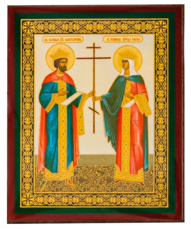 Иконы Константин и Елена икона на планшете (6 х 7,5 см, Софрино)