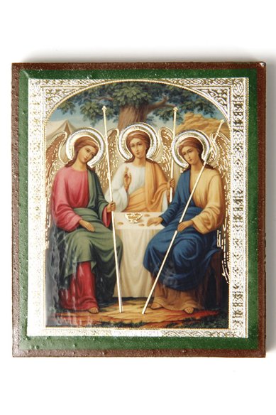 Иконы Троица Святая икона литография на дереве (6 х 7 см)