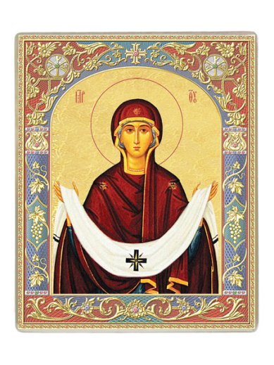 Иконы Покров Божией Матери, икона на титановой бронепластине