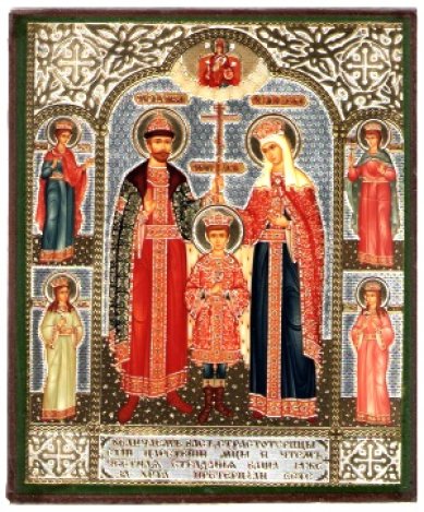 Иконы Царственные мученики икона, литография на дереве (9 х 11 см)