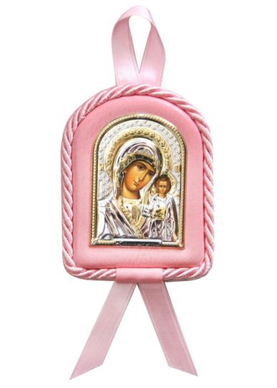 Иконы Казанская икона Божией Матери, детская, в серебряном окладе (7 х 9 см)