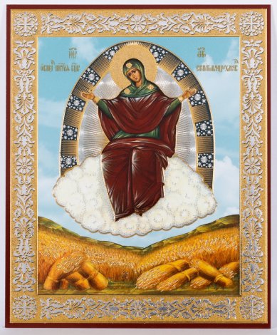 Иконы Спорительница хлебов икона Божией Матери на оргалите (18 х 22 см, Софрино)