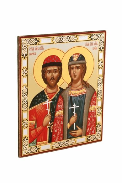 Иконы Борис и Глеб икона на оргалите (11 х 13 см, Софрино)