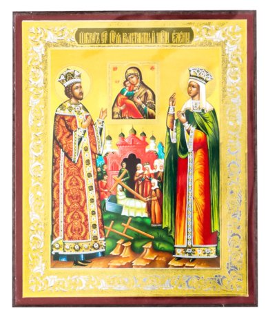 Иконы Константин и Елена икона на планшете (6 х 7,5 см, Софрино)