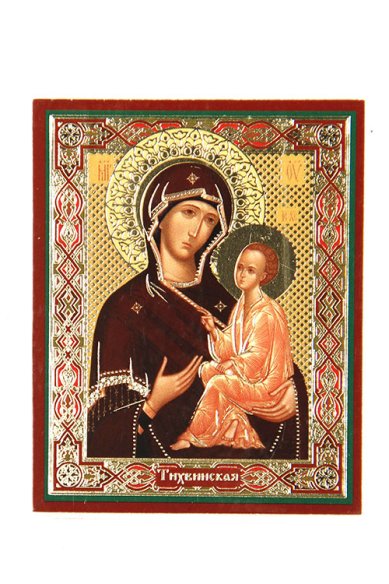 Иконы Тихвинская икона Божией Матери ламинированная (6 х 9 см)