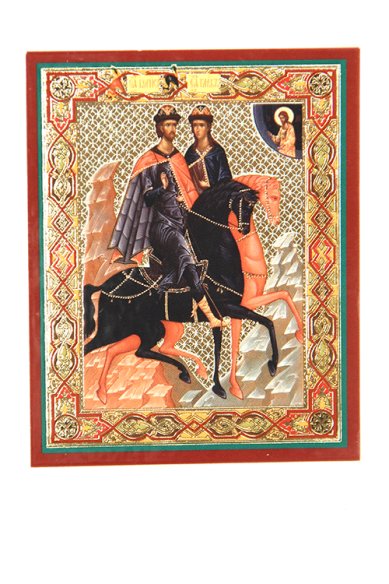 Иконы Борис и Глеб святые, икона ламинированная (6 х 8 см)