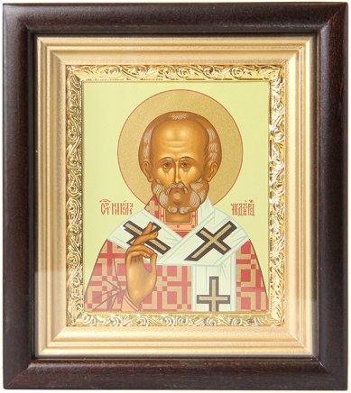 Иконы Николай Чудотворец, икона в киоте, 17х19,5 см (Софрино)