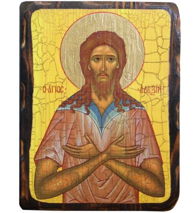 Иконы Алексий, Человек Божий икона на дереве под старину (18 х 24 см) 
