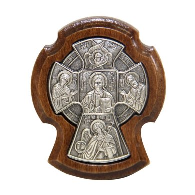 Иконы Крест Новгородский ручной работы для автомобиля (4,5 х 5,7 см)