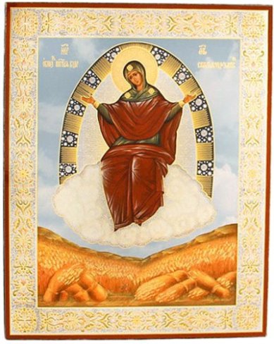 Иконы Спорительница хлебов икона Божией Матери на оргалите (11 х 13 см, Софрино)
