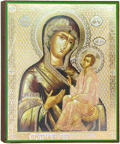Иконы Тихвинская икона Божией Матери на дереве (17х21 см, Тиль)