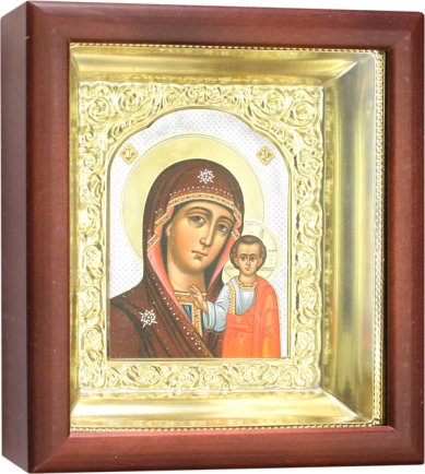 Иконы Казанская икона Божией Матери в киоте с багетом, 16,5 х 19 см