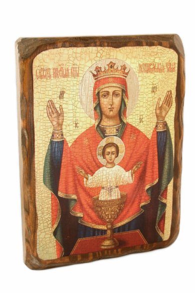 Иконы Неупиваемая Чаша икона Божией Матери на дереве под старину (18 х 24 см)