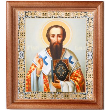 Иконы Василий Великий. Подарочная икона с открыткой День Ангела (13 х 16 см, Софрино)
