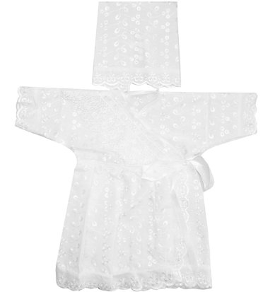 Утварь и подарки Набор для крещения для девочки (х/б, платье на запах, косынка) Рост 62-68 см
