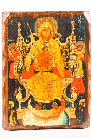 Иконы Кипрская икона Божией Матери на доске под старину (18х24 см)