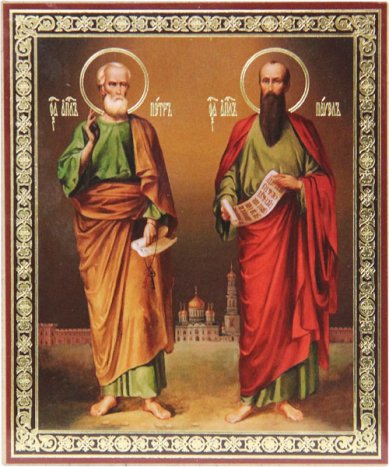 Иконы Петр и Павел святые апостолы, икона на оргалите, 11х13 см