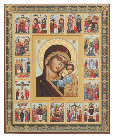 Иконы Казанская Божия Матерь икона на оргалите (33 х 40 см, Софрино)