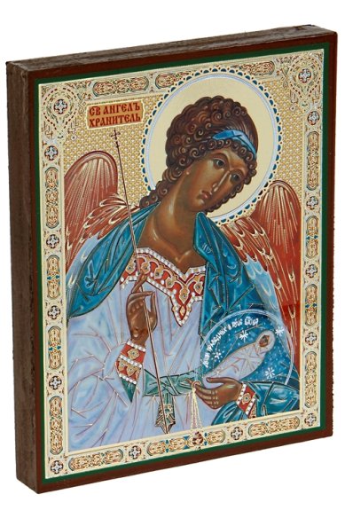 Иконы Ангел Хранитель с душой икона, литография на дереве (13 х 16 см)