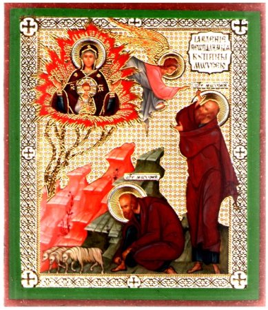 Иконы Неопалимая купина икона Божией Матери на дереве (6 х 7 см)