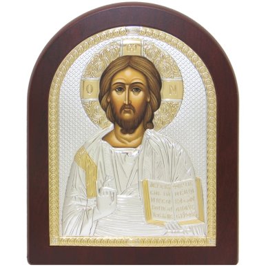 Иконы Господь Вседержитель икона в в серебряном окладе, ручная работа (17,5 х 22,5 см)