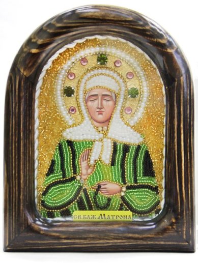 Иконы Матрона Московская икона из бисера (12 х 15,5 см)