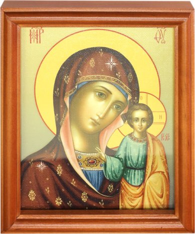 Иконы Казанская икона Божией Матери, в рамке под стеклом, 13х16 см