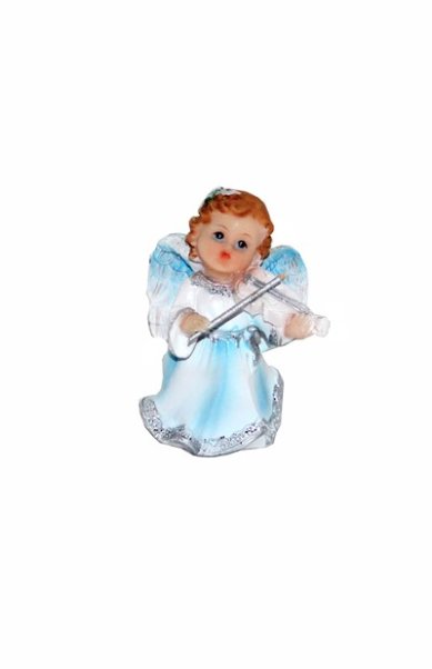 Утварь и подарки Фигурка ангела с музыкальным инструментом (полистоун, голубой)