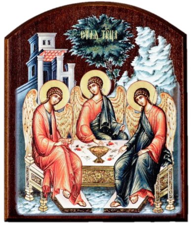 Иконы Святая Троица икона на дереве объемная печать (10,5 х 13 см, Софрино)
