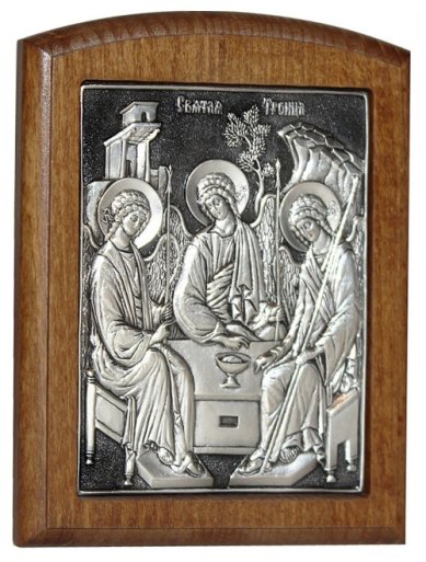 Иконы Святая Троица икона ручная работа (11 х 14,5 см)