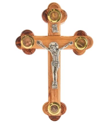 Утварь и подарки Крест из оливкового дерева с частицей камня Гроба Господня, освященный на Гробе Господнем (17,5 х11,5 см)