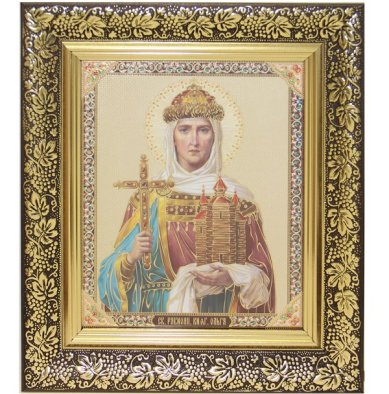 Иконы Ольга  равноапостольная княгиня икона в багетной рамке (21,5 х 24 см)