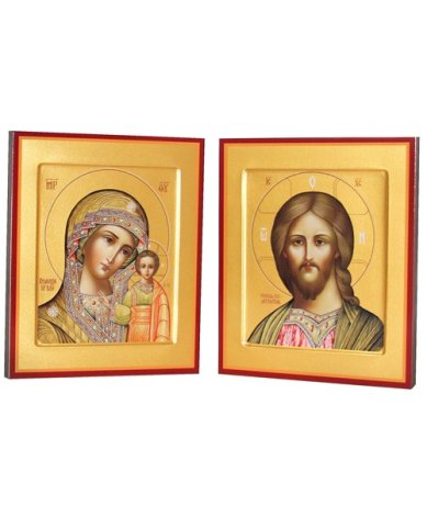 Иконы Венчальная пара Казанская Божия Матерь, Спаситель иконы (17,2 х 20,8 см)