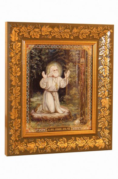 Иконы Серафим Саровский, икона в рамке под стеклом (22х24,5 см)