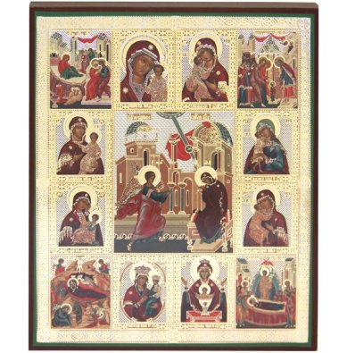 Иконы Благовещение Пресвятой Богородицы литография на дереве (17,5 х 21 см)