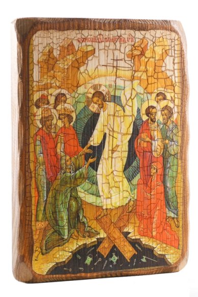 Иконы Воскресение Христово икона на доске под старину (18х24 см)