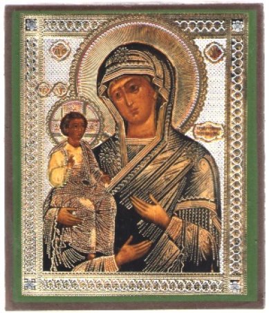 Иконы Троеручица икона Божией Матери на дереве (9х10,5 см, Тиль)