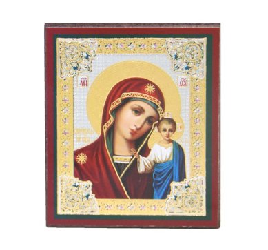 Иконы Казанская икона Божией Матери на планшете (6 х 7 см, Софрино)