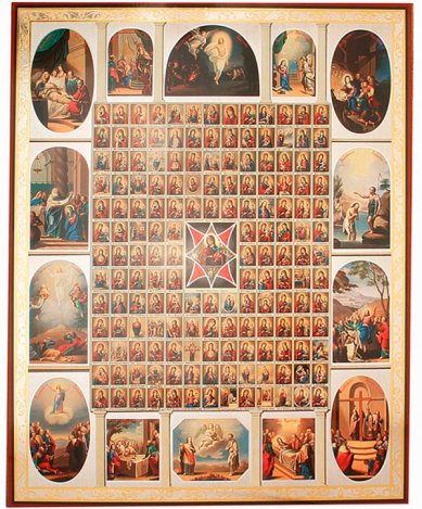 Иконы Неопалимая Купина с предстоящими икона Божией Матери на оргалите (30 х 40 см, Софрино)