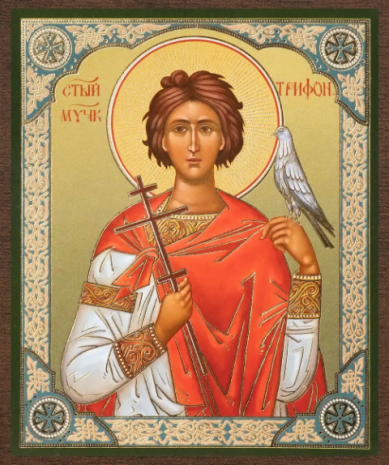 Иконы Трифон Апамейский икона на МДФ (10,3 х 12,3 см)