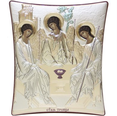 Иконы Троица Святая икона икона в серебряном окладе, ручная работа (12 х 16 см)