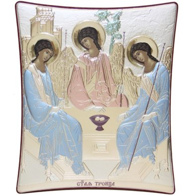 Иконы Троица Святая икона икона в серебряном окладе, ручная работа (16 х 20 см)