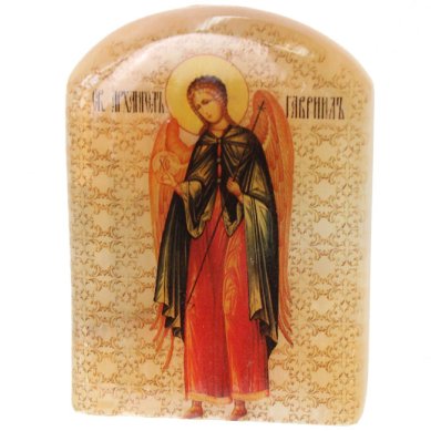 Иконы Гавриил Архангел, икона настольная из селенита (45 х 30 х 65 мм, 65 г)
