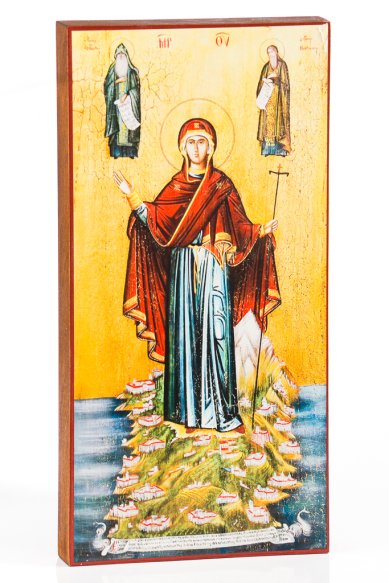 Иконы Игумения св.Горы Афон икона Божией Матери на дереве (11х22 см)