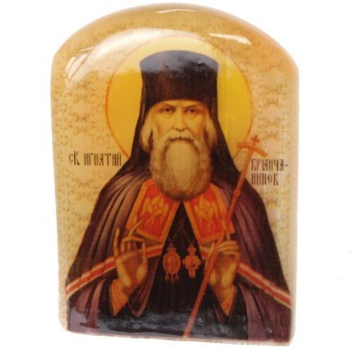 Иконы Игнатий Брянчанинов, икона настольная из селенита (45 х 30 х 65 мм, 65 г)