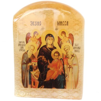 Иконы Экономисса, икона настольная из селенита (45 х 30 х 65 мм, 65 г)
