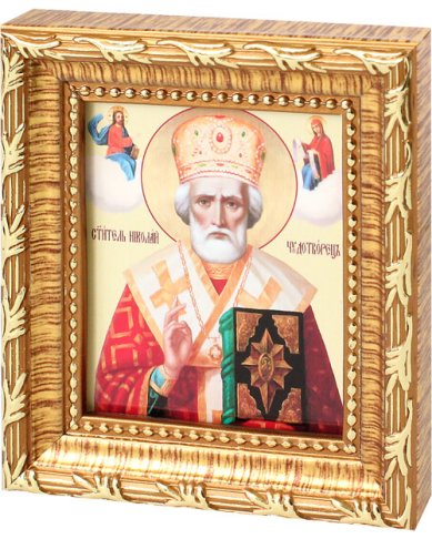 Иконы Николай Чудотворец, икона в багете 8х9,5 см